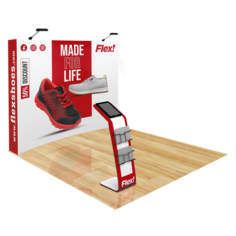 Curved Pop Up Trade Show Display w/ Tablet & Media Stand