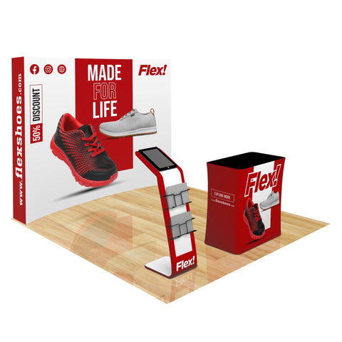 Curved Pop Up Trade Show Display w/ Tablet & Media Stand