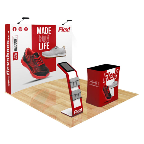 Curved Pop Up Trade Show Display w/ Tablet & Media Stand