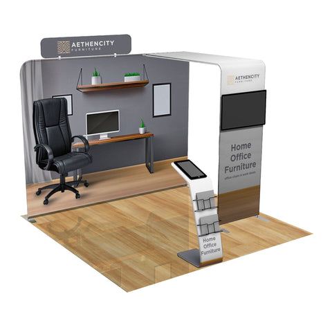 10x10 Trade Show Booth with Archway & Media Stand