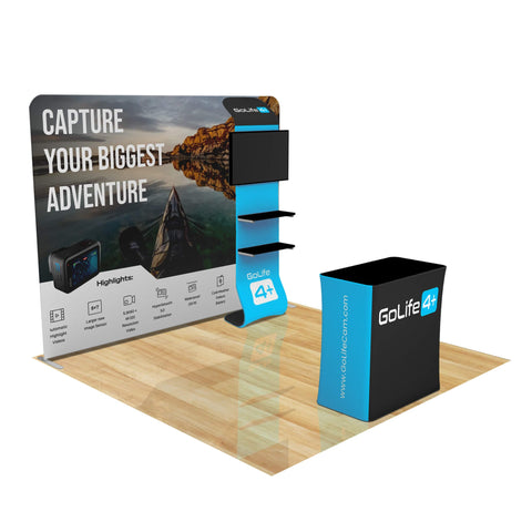 Trade Show Display with Waterfall Shelving