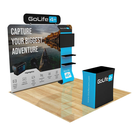 Trade Show Display with Waterfall Shelving