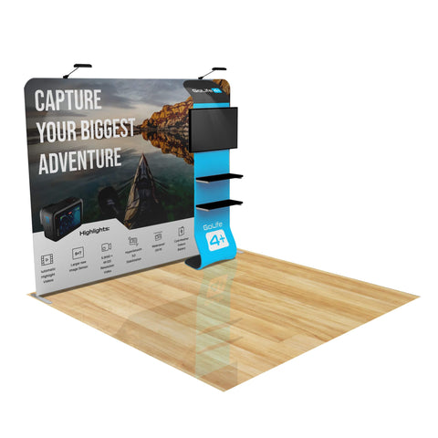 Trade Show Display with Waterfall Shelving