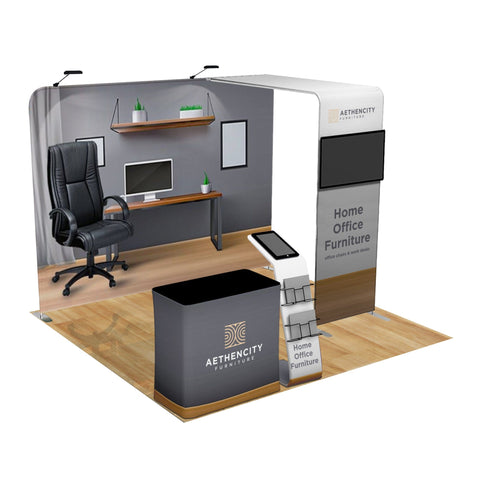 10x10 Trade Show Booth with Archway & Media Stand