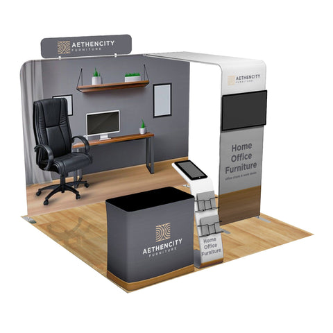 10x10 Trade Show Booth with Archway & Media Stand