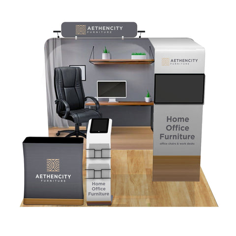 10x10 Trade Show Booth with Archway & Media Stand
