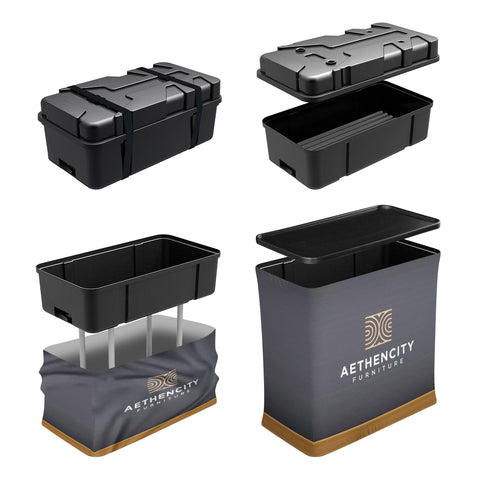 10x10 Trade Show Booth with Archway & Media Stand