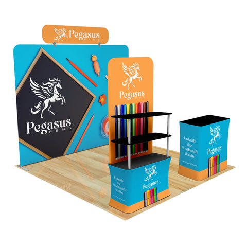 Trade Show Display with Back Wall Shelving