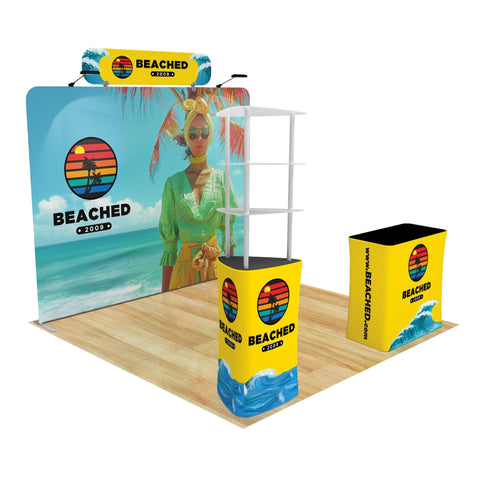 Trade Show Display with Triangle Shelving