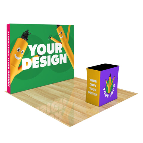 Custom 10ft Straight Pop Up Trade Show Display with Media Stand