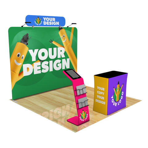 Custom 10ft Trade Show Booth with Media Stand