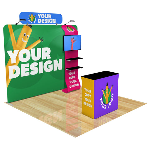 Custom 10ft Trade Show Display with Waterfall Shelving