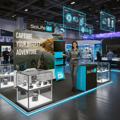 Custom 10ft Trade Show Display with Waterfall Shelving