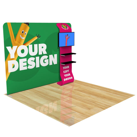 Custom 10ft Trade Show Display with Waterfall Shelving