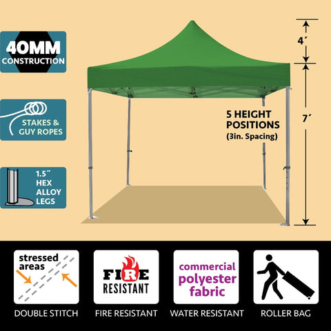 10' x 10' 40mm Speedy Pop-up Party Tent - Green