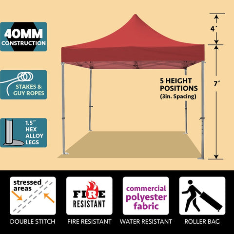 10' x 10' 40mm Speedy Pop-up Party Tent - Red