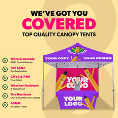 10x10 Custom Canopy Tent w/ Back Wall & Table Cover