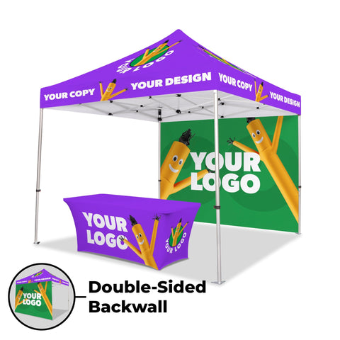 10x10 Custom Canopy Tent w/ Back Wall & Table Cover