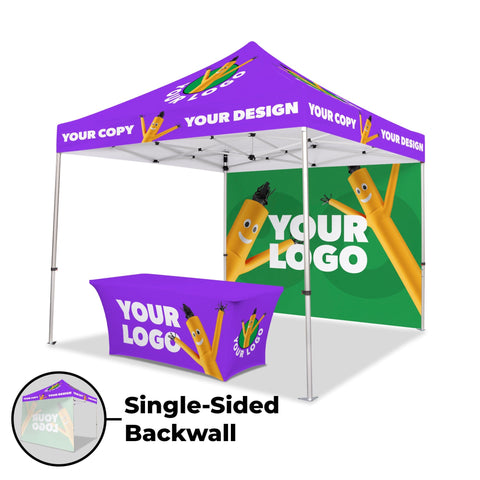 10x10 Custom Canopy Tent w/ Back Wall & Table Cover