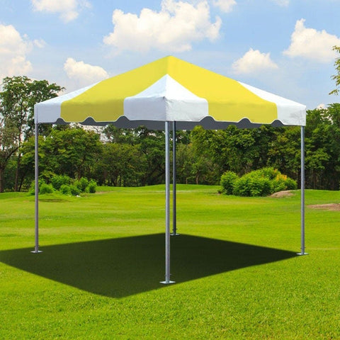 10x10 yellow Premium frame tent set up on grass