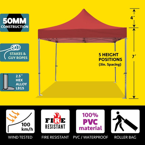 10' x 10' 50mm Speedy Pop-up Party Tent - Red