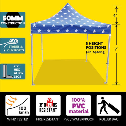 10' x 10' 50mm Speedy Tent - Red, White and Blue