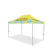 Image of Custom Canopy Tent with Full Back, Half Side Walls, Feather Flags & Table Cover