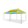 Image of Custom Canopy Tent with Full Back, Half Side Walls, Feather Flags & Table Cover