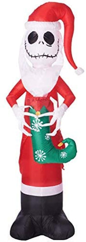 5 1/2' Gemmy Airblown Inflatable Disney Nightmare Before Christmas Jack Skellington Dressed As Santa Claus