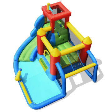 Inflatable Water Slide with Dual Slides and Splash Pool Bounce House with 680W Blower
