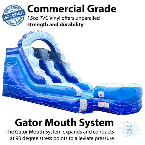 12' Blue Marble Inflatable Water Slide with Blower