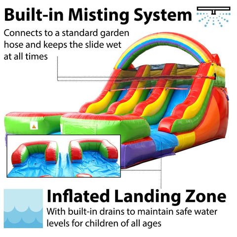 12' Rainbow Double Lane Inflatable Water Slide with Blower