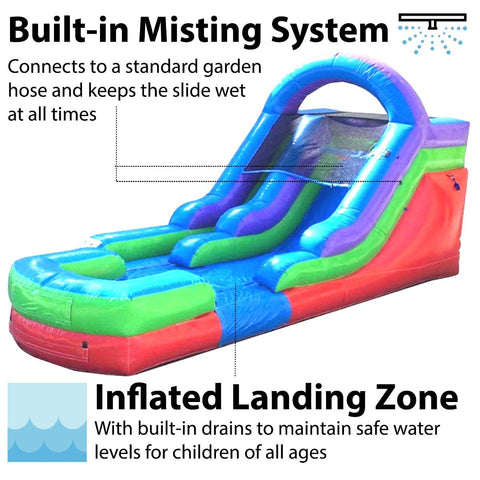 12' Retro Rainbow Inflatable Water Slide with Blower