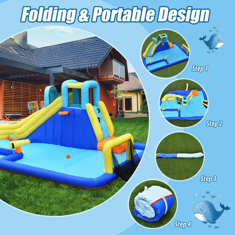 6-in-1 Inflatable Water Slide Jumping House without Blower by Costway