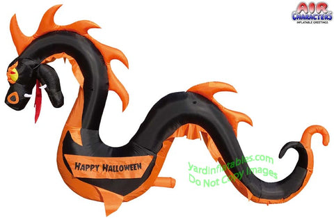 11' Air Blown Inflatable BLACK Serpent Snake Dragon