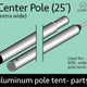 25' Heavy Duty Anodized Aluminum Center Tent Pole (2 Piece)