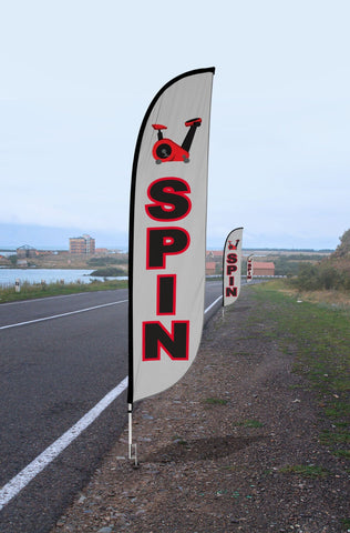 Spin Feather Flag Grey