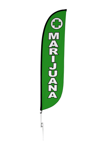 Marijuana Feather Flag Green