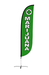 Marijuana Feather Flag Green