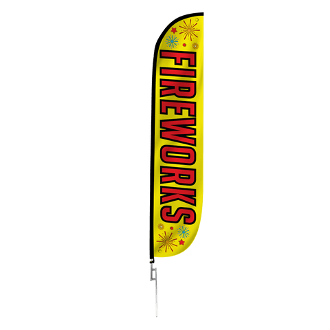 12ft Fireworks Feather Flag Yellow