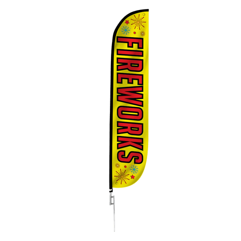 12ft Fireworks Feather Flag Yellow