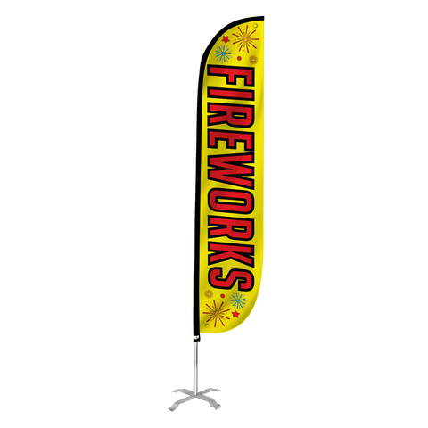 12ft Fireworks Feather Flag Yellow
