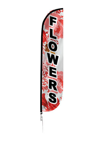 Flowers Feather Flag Pink