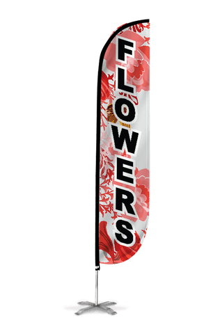 Flowers Feather Flag Pink