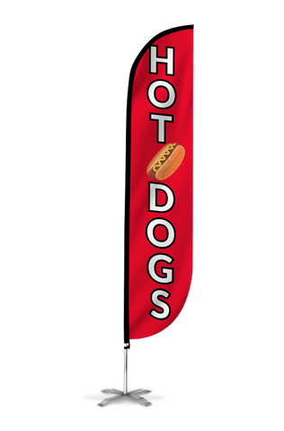 Hot Dogs Feather Flag