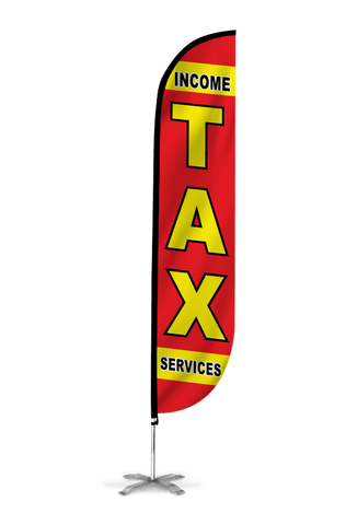 Income Tax Services Feather Flag in Red
