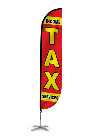 Income Tax Services Feather Flag in Red