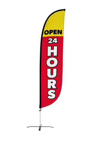 Open 24 Hours Feather Flag