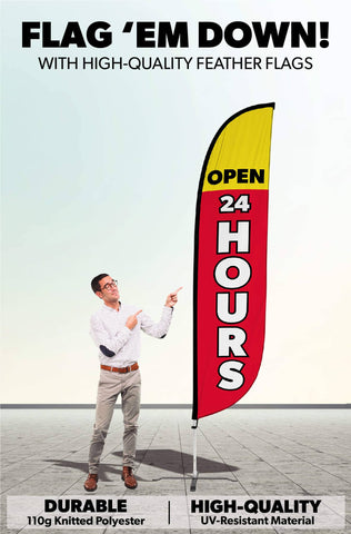 Open 24 Hours Feather Flag