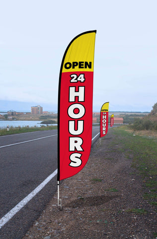 Open 24 Hours Feather Flag